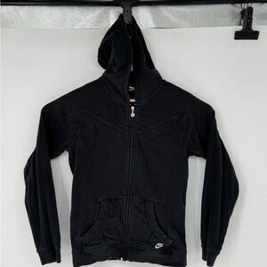Vintage Nike Full Zip Hoodie Sweatshirt Youth Med 8/10 Black Y8